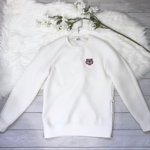 Kenzo Tops - [Kenzo] White Pullover Embroidered Sweatshirt